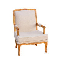 Finely Carved French Linen Arm Chair