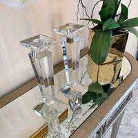 Pair of 11” Sleek Solid Crystal Candlesticks (Various Colors)