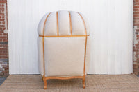 Large Carved Wood Upholstered Canopy Club Chair