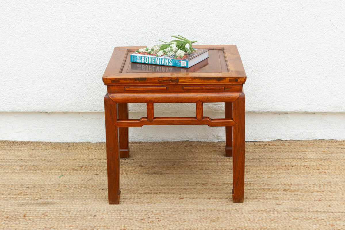 Vintage Hardwood Chinese End Table
