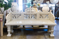 Royal Carved White Marble Garden Bench