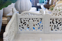 Royal Carved White Marble Garden Bench