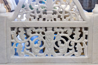 Royal Carved White Marble Garden Bench