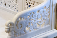 Royal Carved White Marble Garden Bench