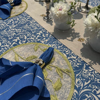 Silver Trim Dinner Napkins – Bright Blue (Set of 2)