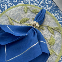 Silver Trim Dinner Napkins – Bright Blue (Set of 2)