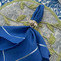 Silver Trim Dinner Napkins – Bright Blue (Set of 2)