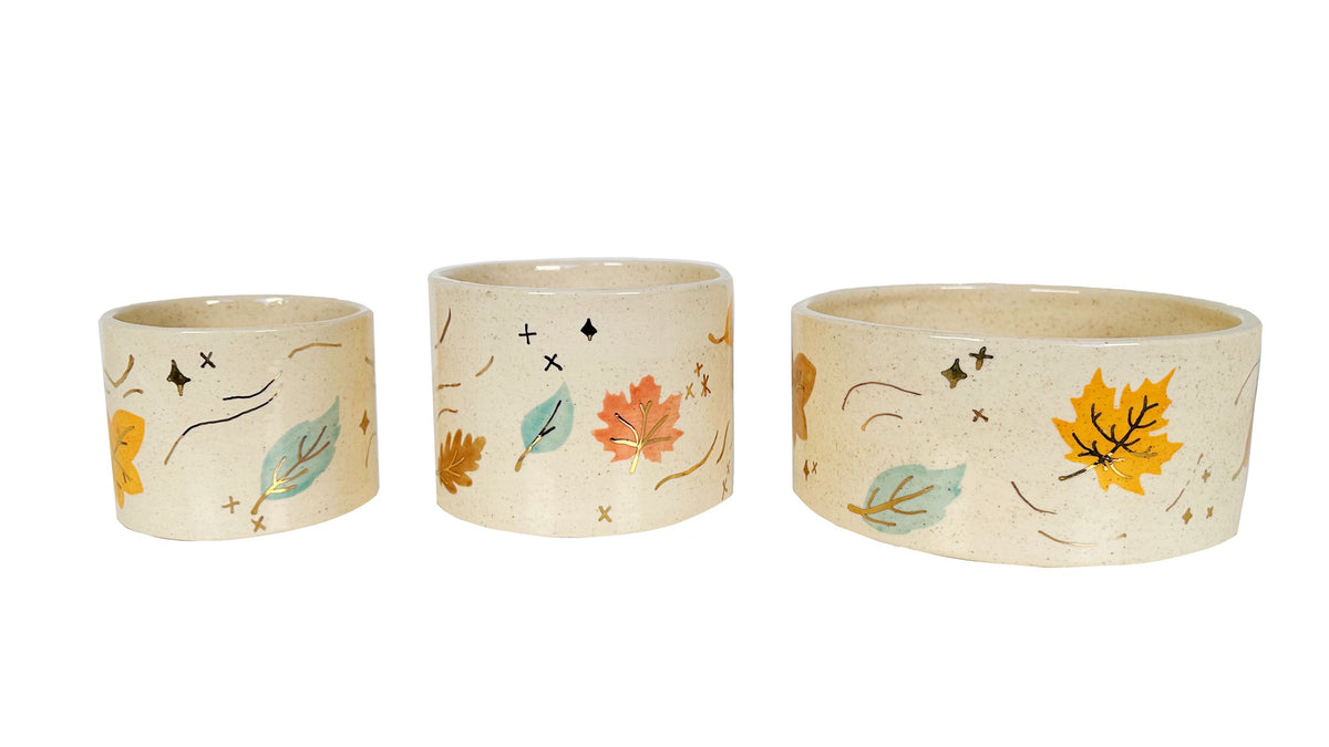 Wind & Leaves Speckled Vases with 22k Gold Accents and Optional Hand Poured Candle (Various Sizes)