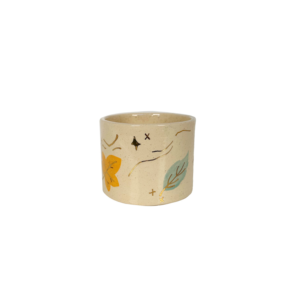 Wind & Leaves Speckled Vases with 22k Gold Accents and Optional Hand Poured Candle (Various Sizes)