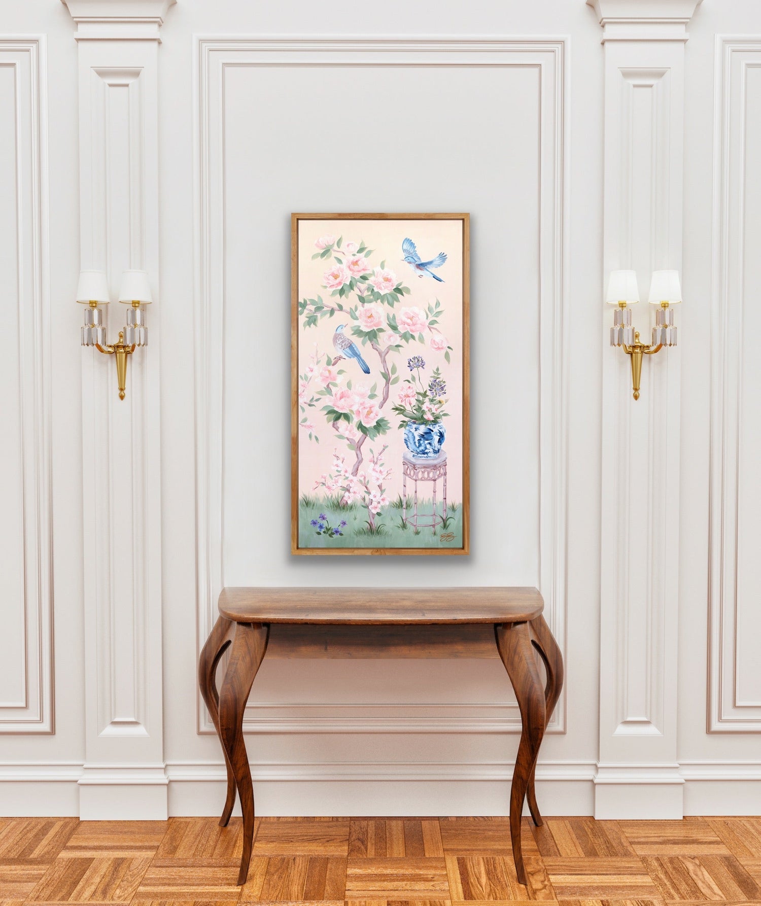 June – Pink Chinoiserie Canvas Wrap (Various Sizes)