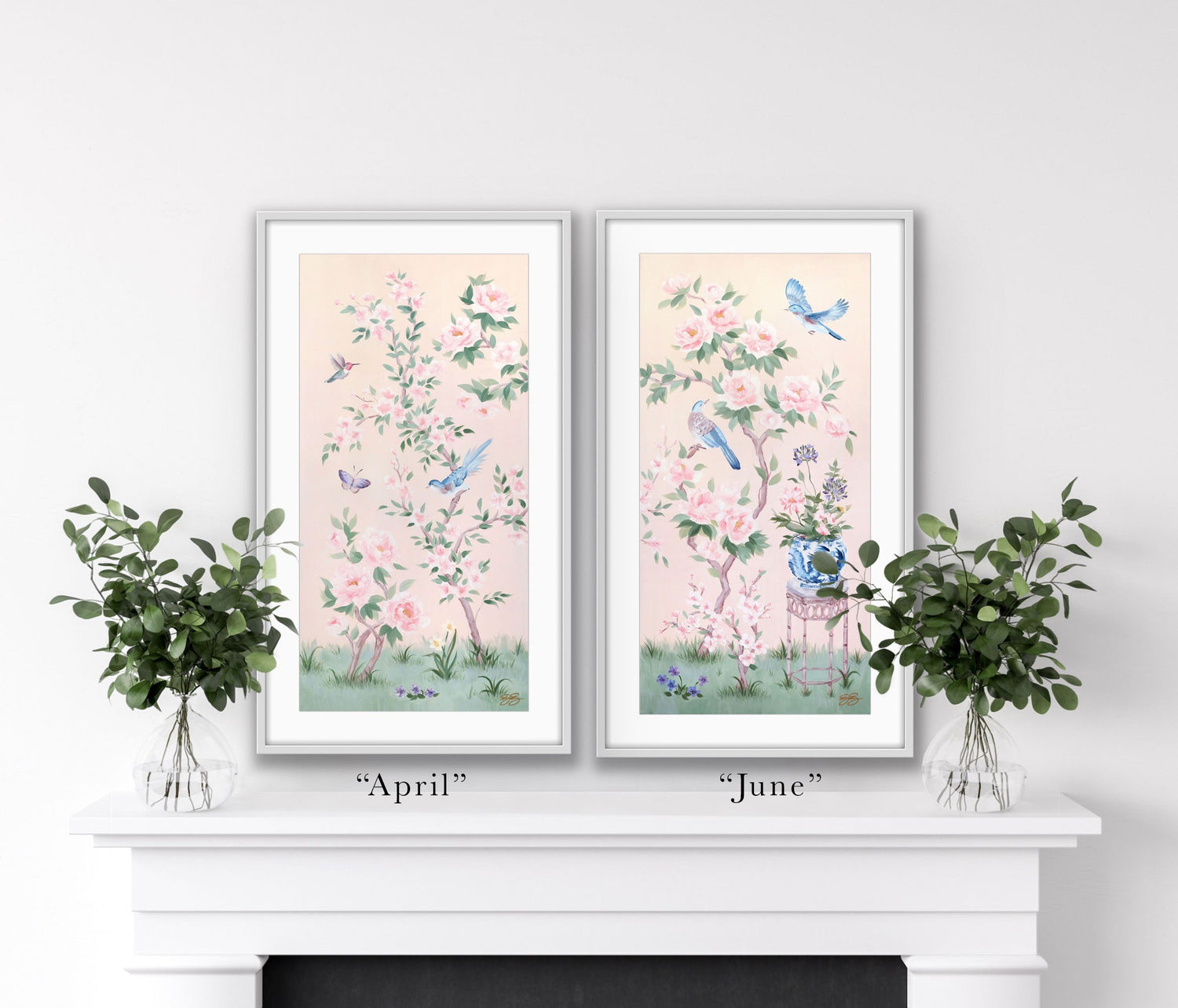 June – Pink Chinoiserie Fine Art Paper Print (Various Sizes)