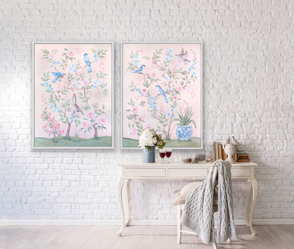 Blush Chinoiserie No. 2 – Fine Art Canvas Print (Various Sizes)