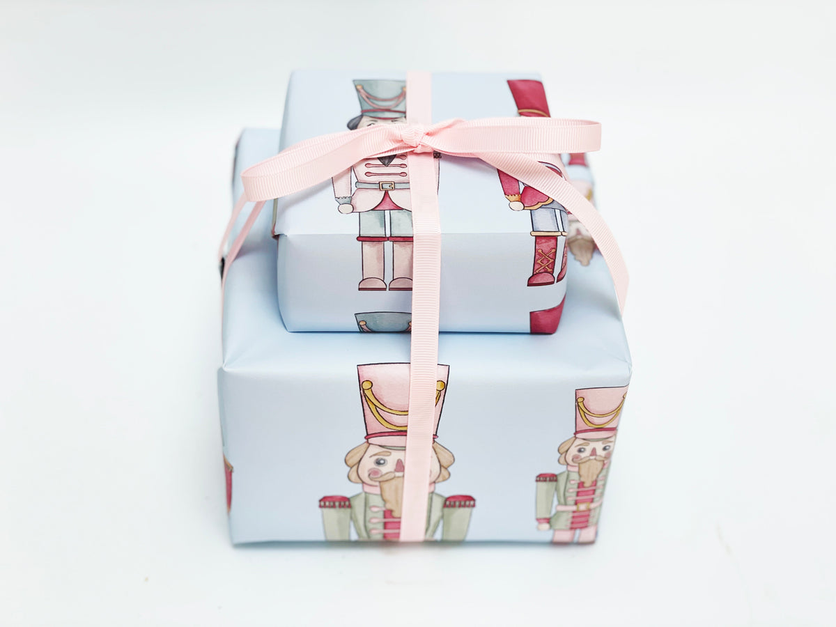 Blue Nutcracker Gift Wrap (Sold as Set w/ Gift Tags or Separately)