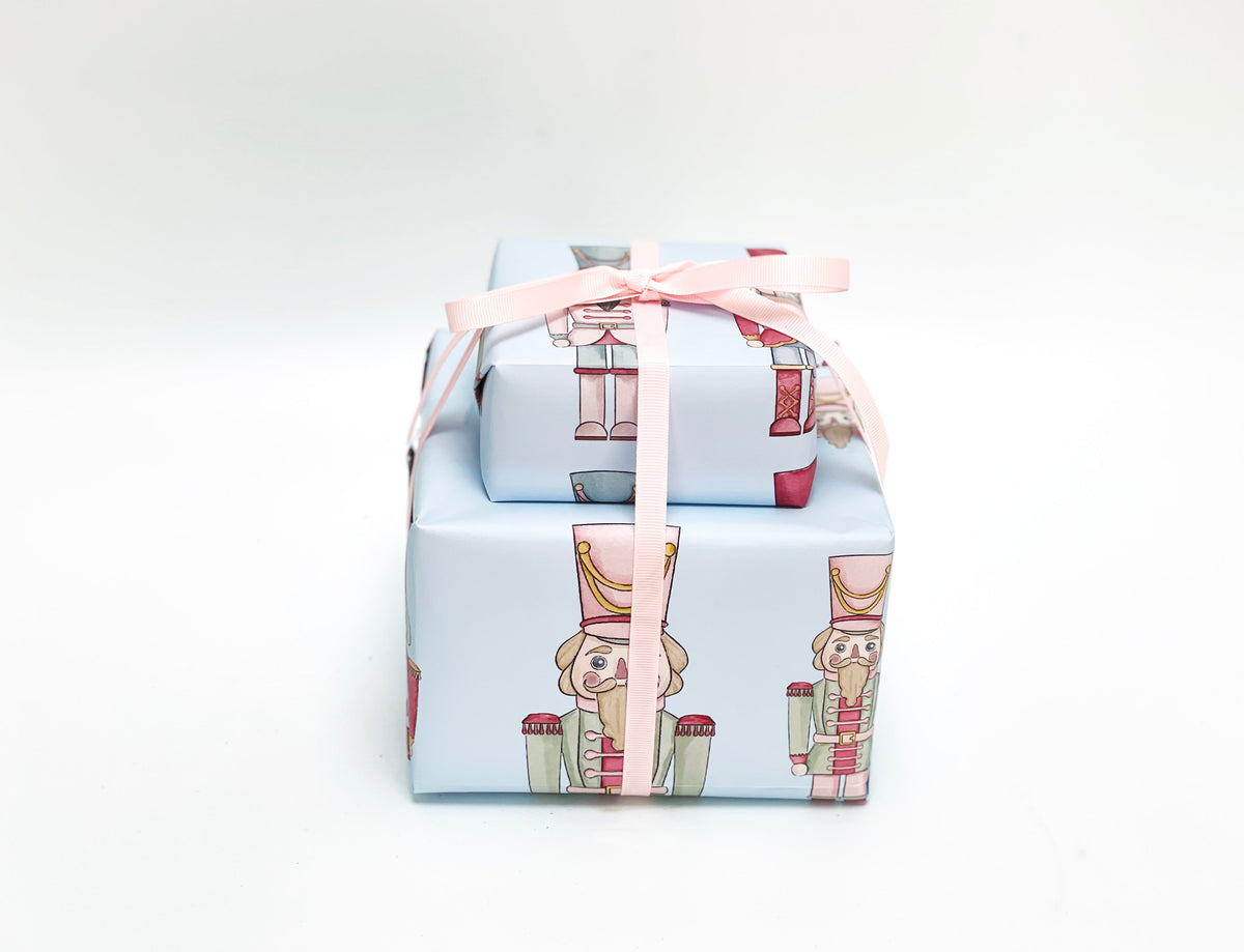 Blue Nutcracker Gift Wrap (Sold as Set w/ Gift Tags or Separately)