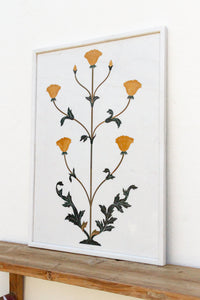 Large Marble & Gemstone Inlay Botanical Panel