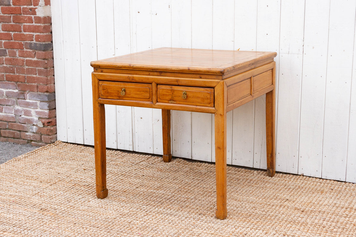 19th Century Bleached Wood Square Center Table