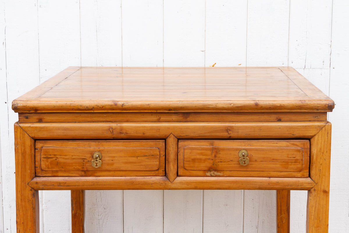 19th Century Bleached Wood Square Center Table