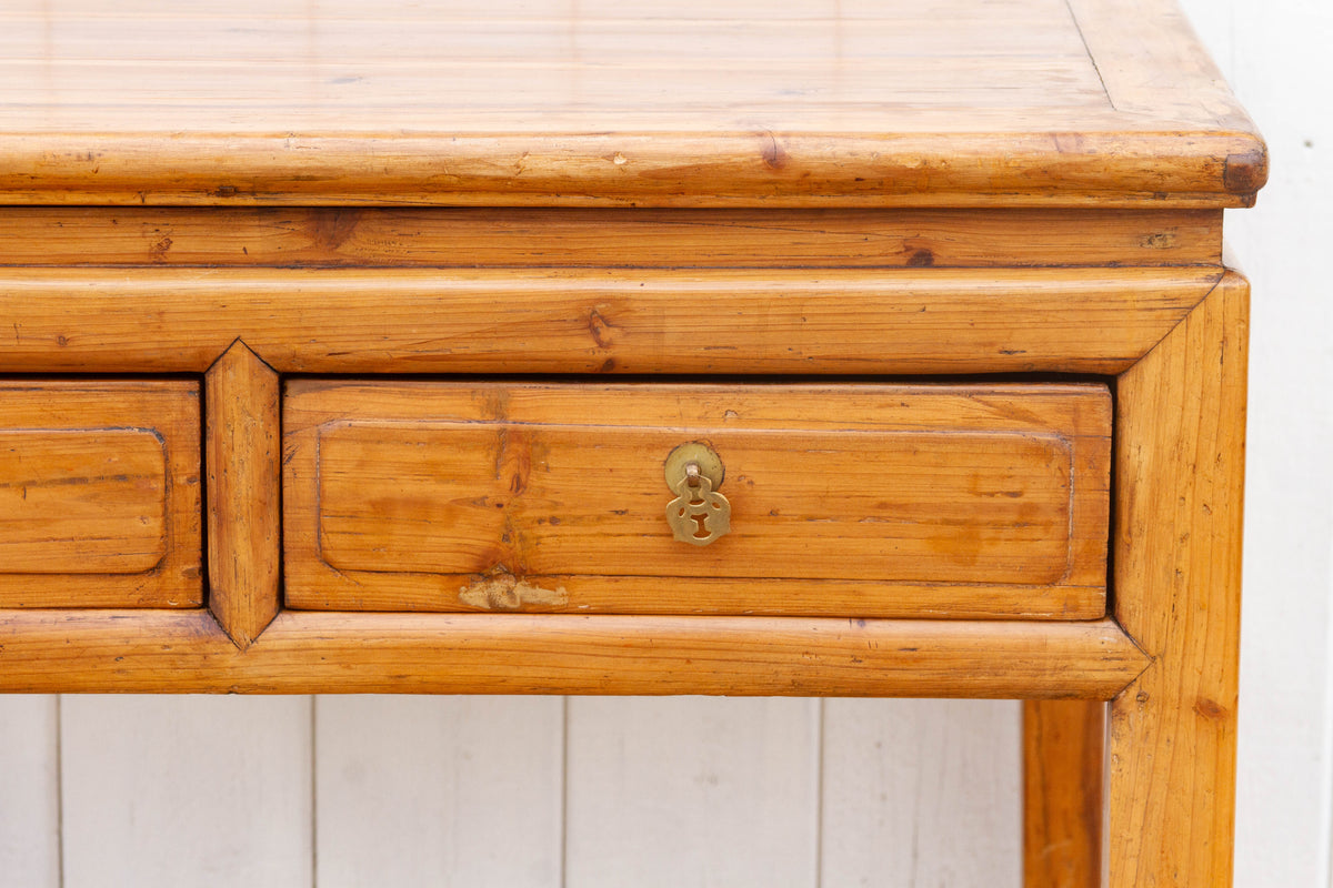 19th Century Bleached Wood Square Center Table