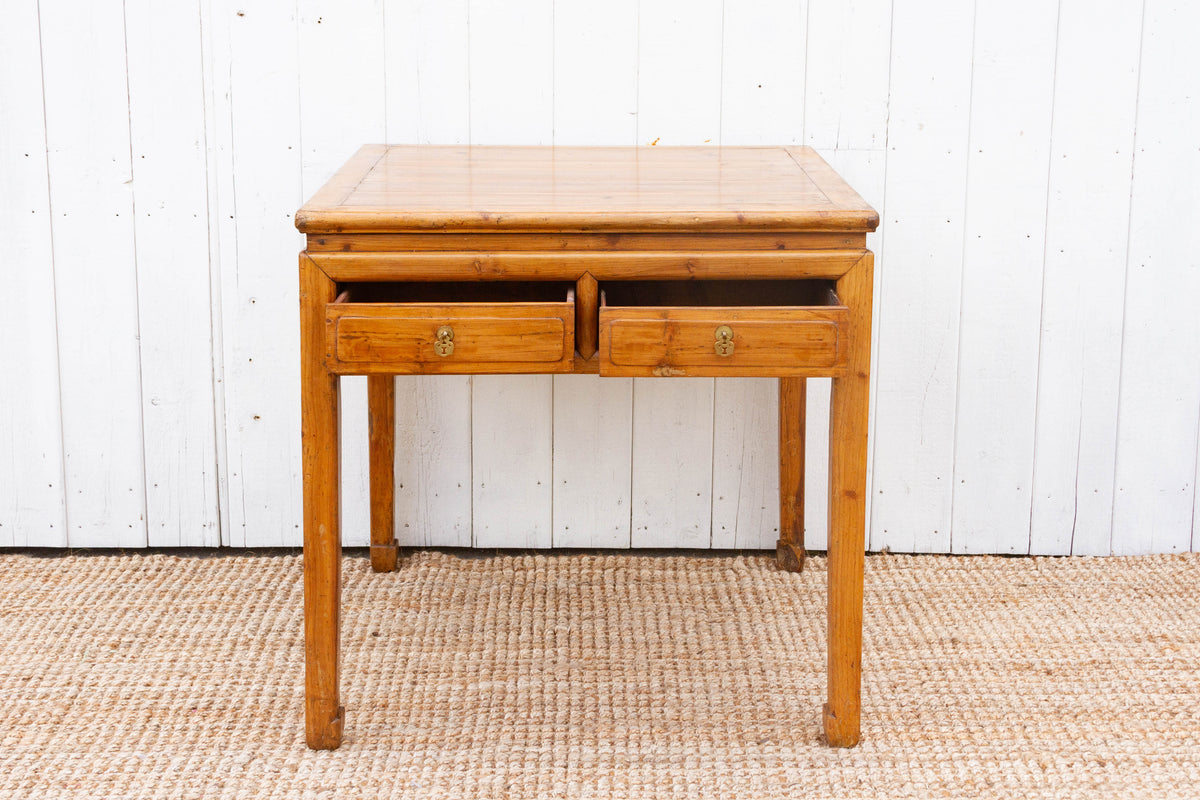 19th Century Bleached Wood Square Center Table