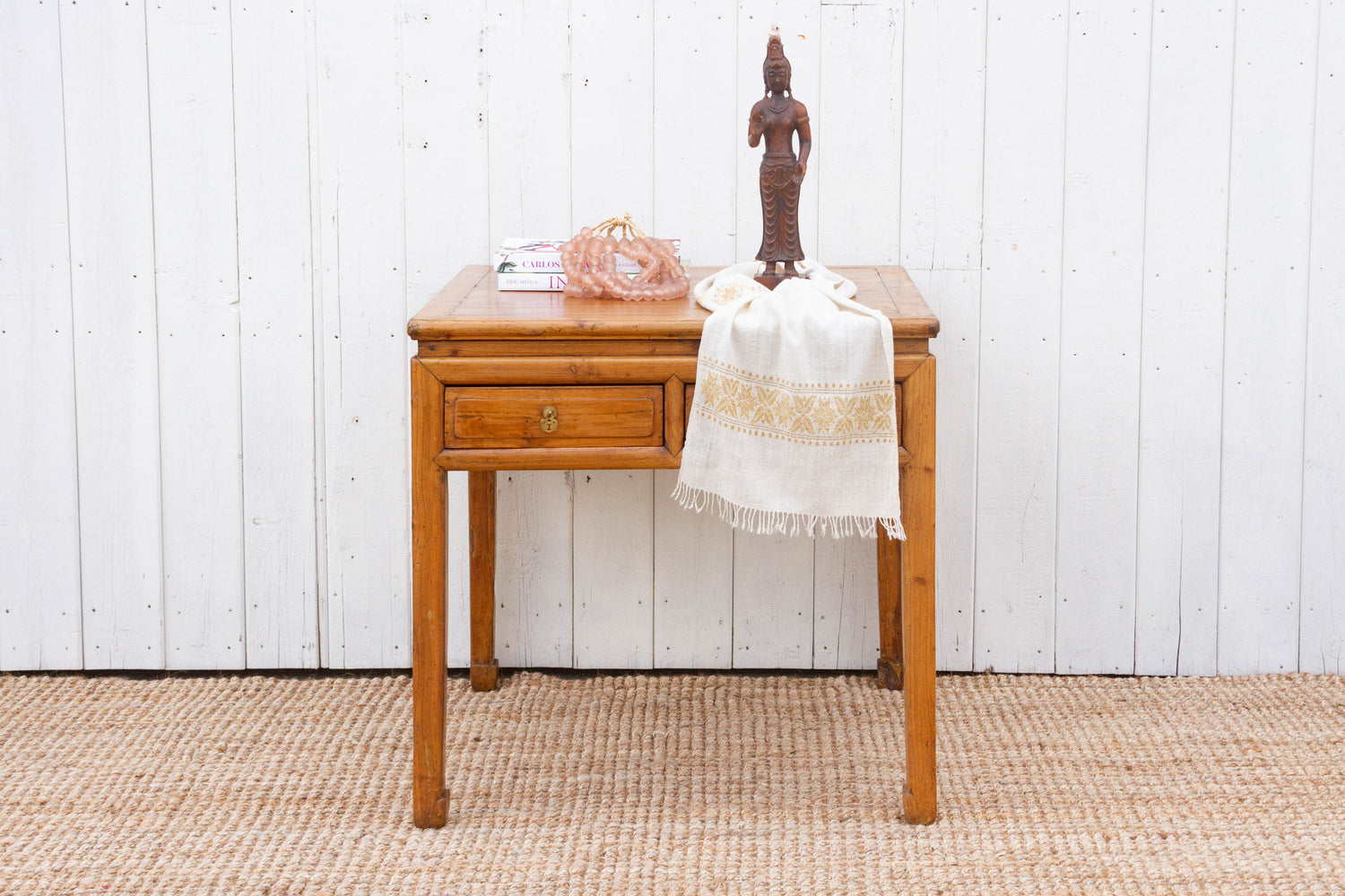 19th Century Bleached Wood Square Center Table
