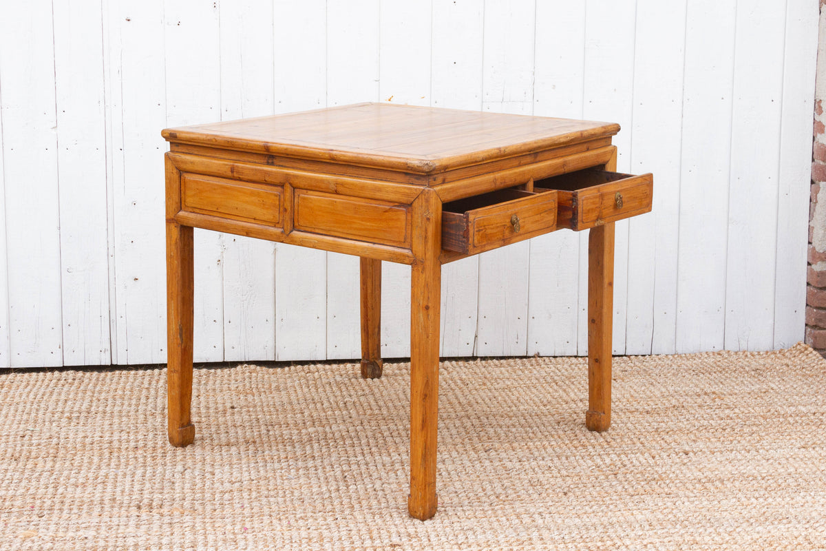 19th Century Bleached Wood Square Center Table