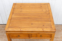 19th Century Bleached Wood Square Center Table