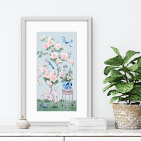 June – Blue Chinoiserie Fine Art Paper Print (Various Sizes)