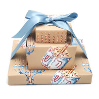 Hanukkah Gift Wrap - khaki   (Sold as Set w/ Gift Tags or Separately)