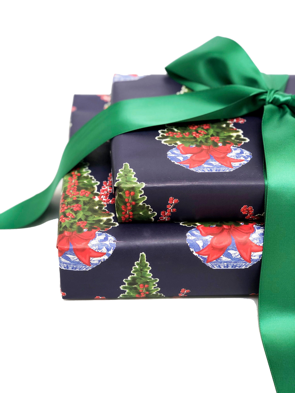 Blue Christmas Chinoiserie Gift Wrap (Sold as Set w/ Gift Tags or Separately)