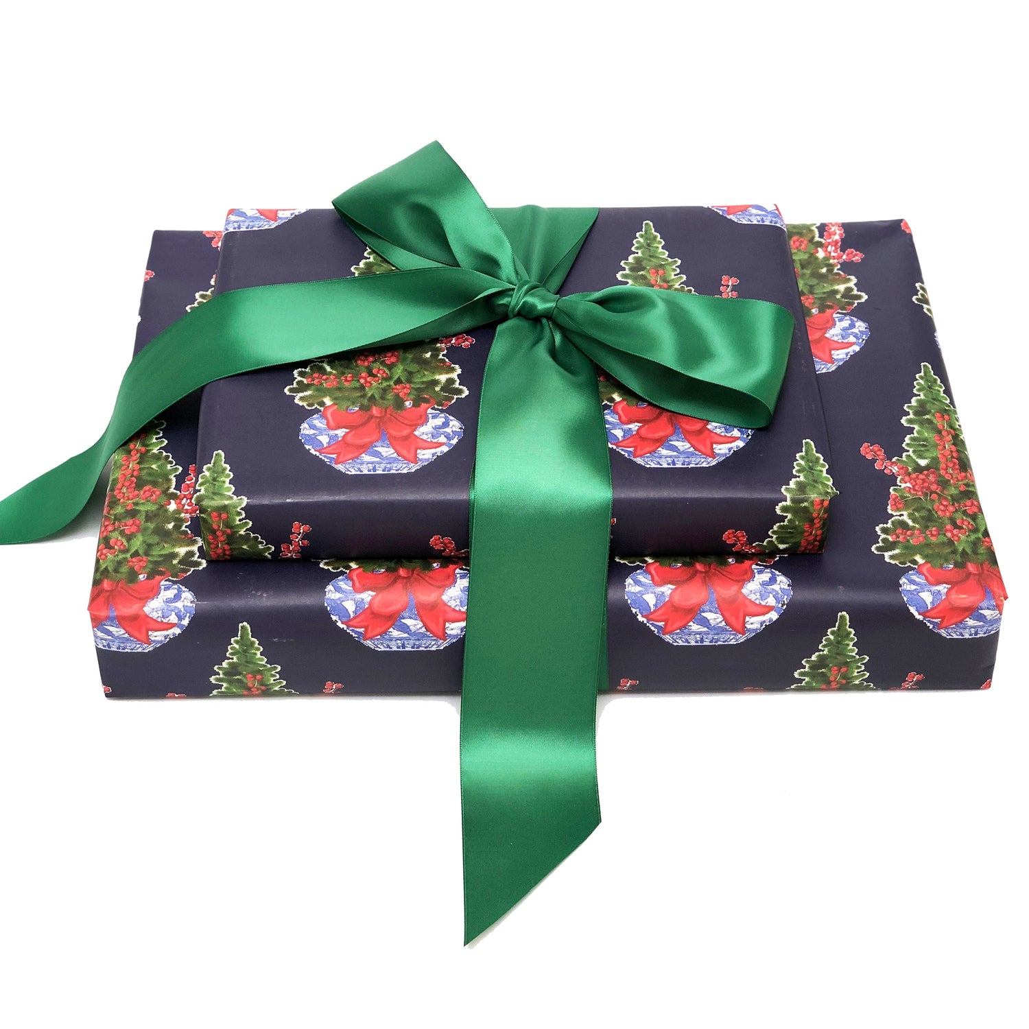 Blue Christmas Chinoiserie Gift Wrap (Sold as Set w/ Gift Tags or Separately)