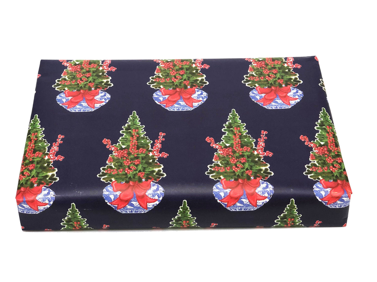 Blue Christmas Chinoiserie Gift Wrap (Sold as Set w/ Gift Tags or Separately)