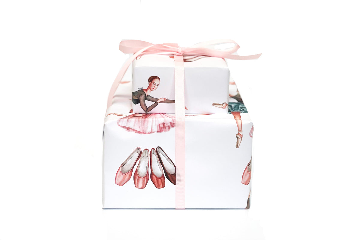 Ballerina Gift Wrap - Teal Tutu  (Sold as Set w/ Gift Tags or Separately)
