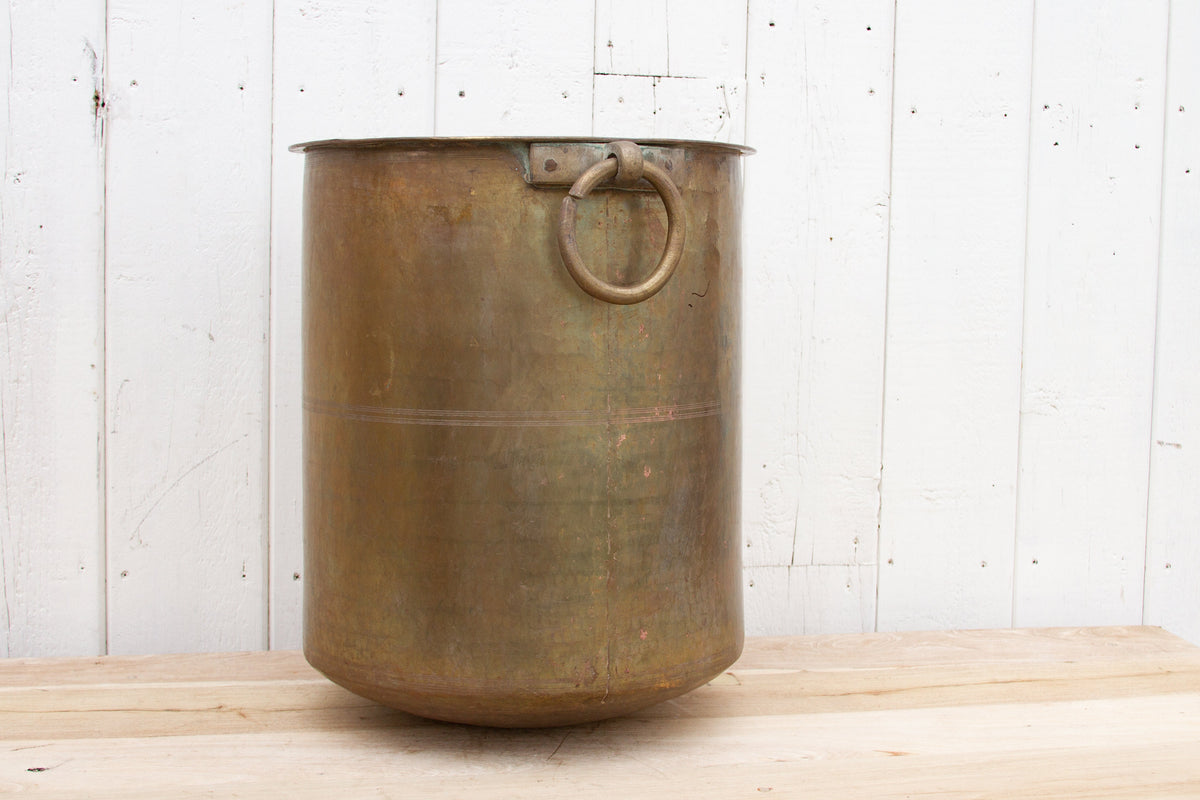 Large Polished Brass Indian Pot