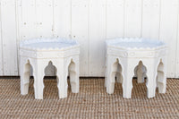 Pair of Carved White Marble End Tables