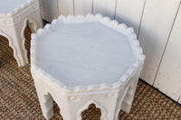 Pair of Carved White Marble End Tables
