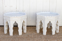 Pair of Carved White Marble End Tables