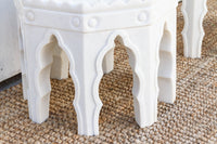 Pair of Carved White Marble End Tables