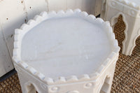 Pair of Carved White Marble End Tables