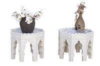 Pair of Carved White Marble End Tables