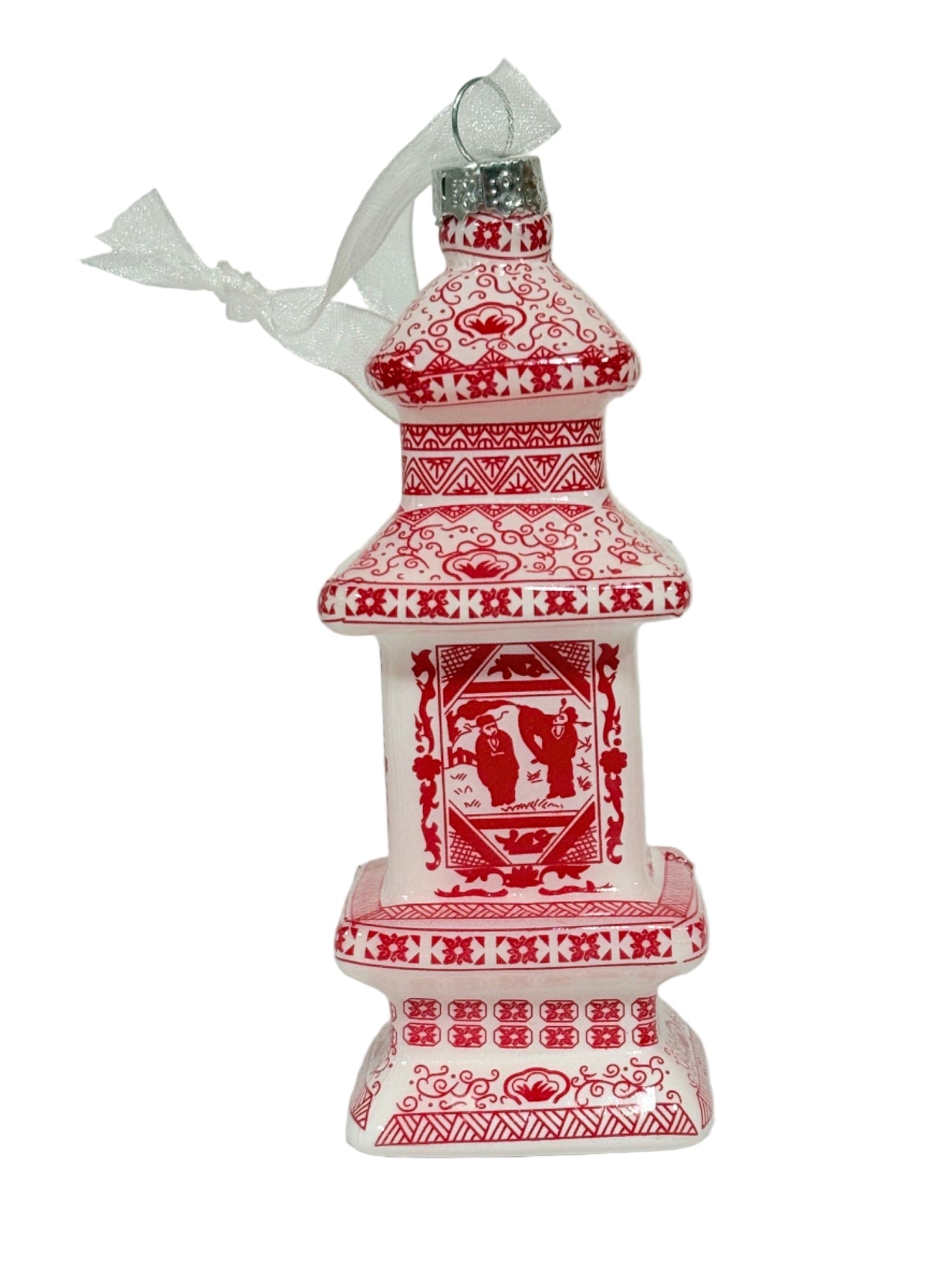 Red & White Figurine Pagoda Ornament