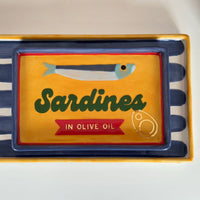 Striped Low Profile Tray in Blue & Yellow