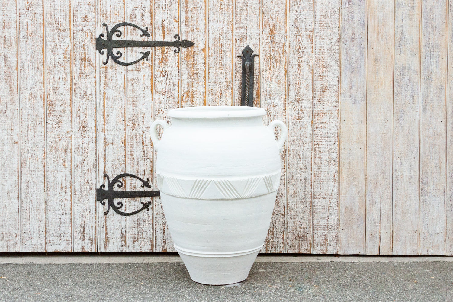 Large Greek White Terra-Cotta Garden Planter