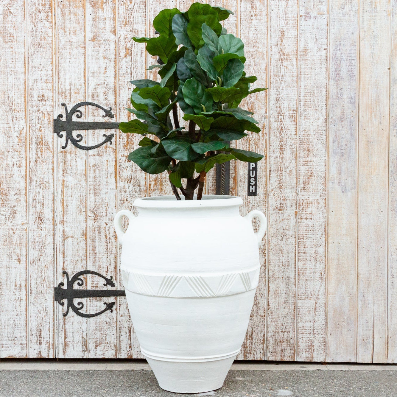 Large Greek White Terra-Cotta Garden Planter