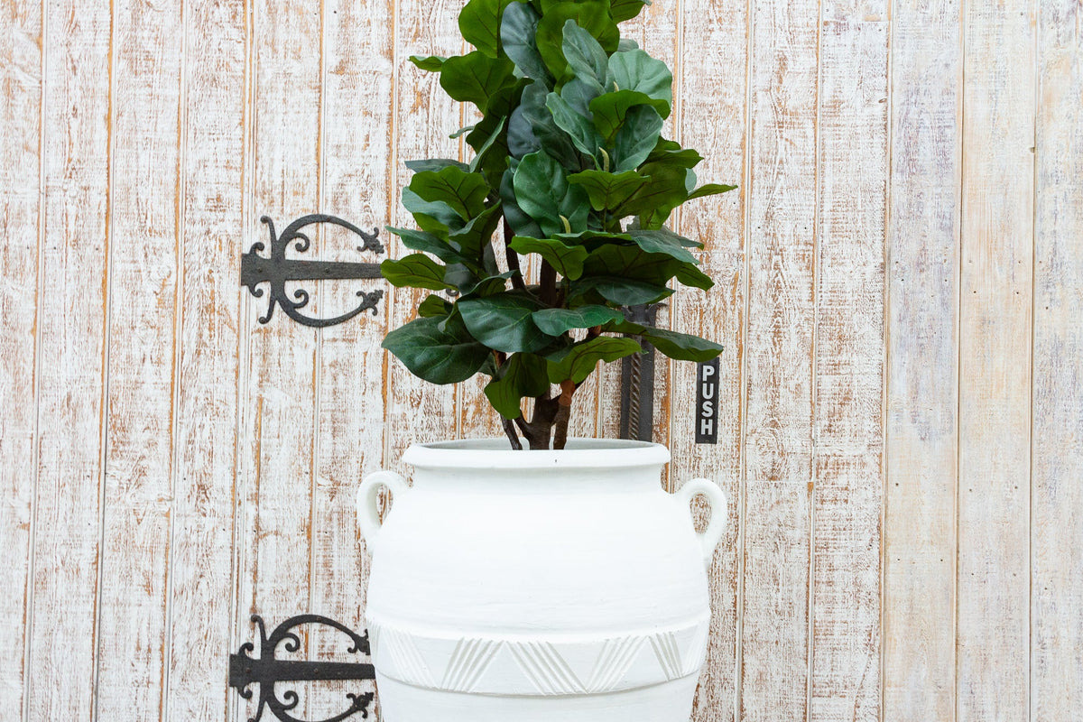 Large Greek White Terra-Cotta Garden Planter