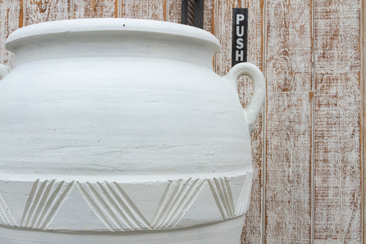 Large Greek White Terra-Cotta Garden Planter