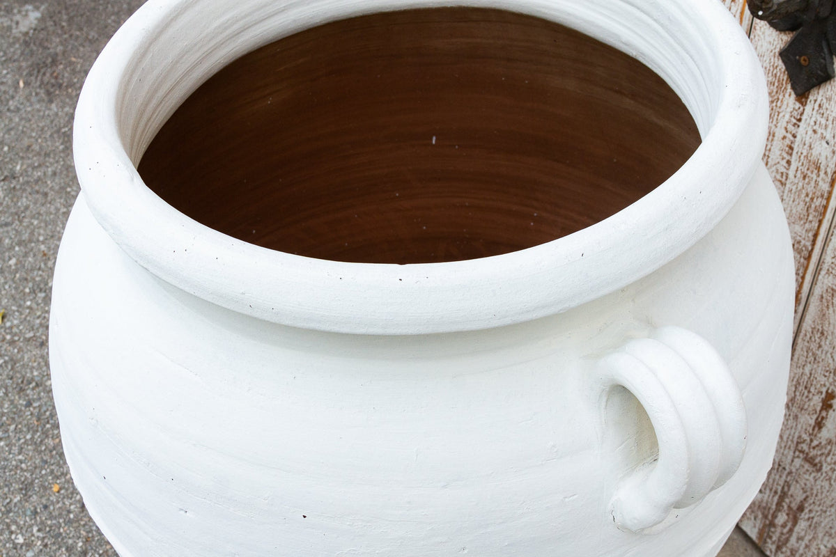 Large Greek White Terra-Cotta Garden Planter