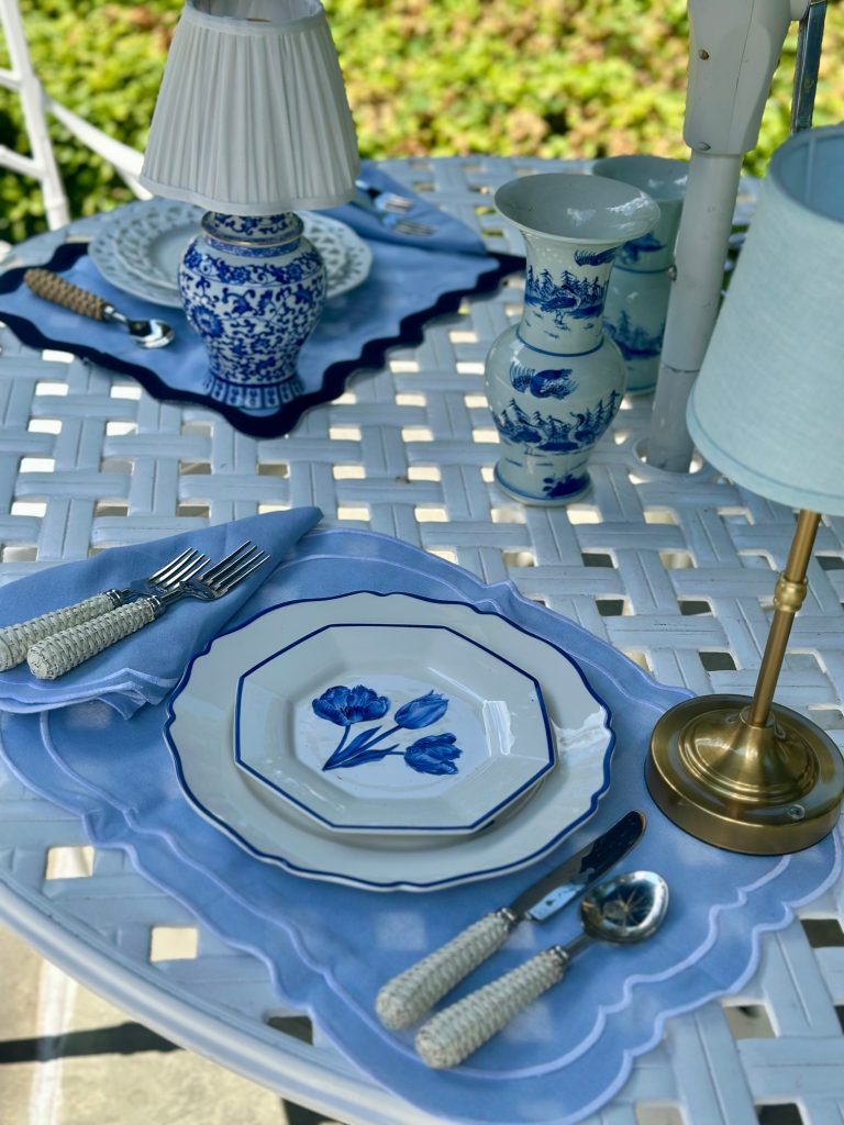 White Basketweave Five Piece Flatware Set