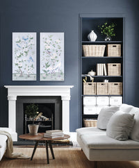Cranes and Gardenias – Light Blue Chinoiserie Canvas Wrap (Various Sizes)
