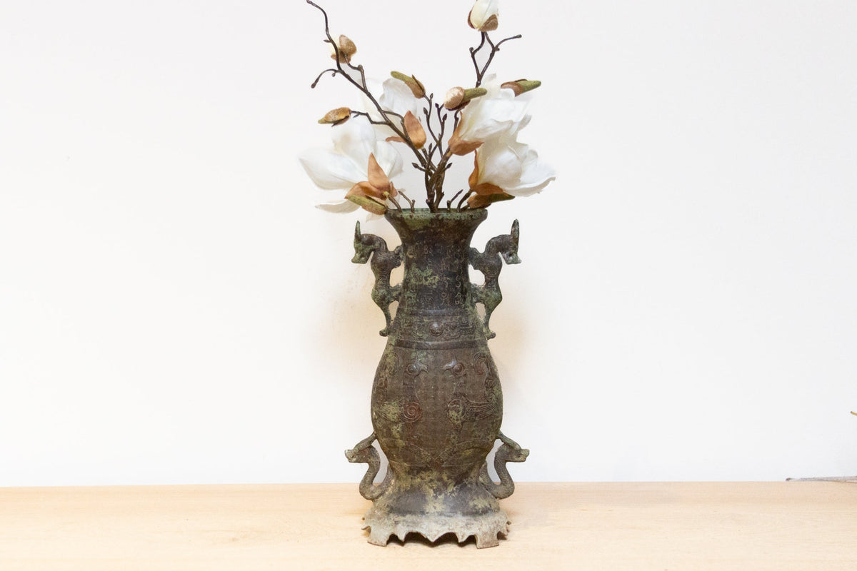 Antique Verdigris Chinese Bronze Vase