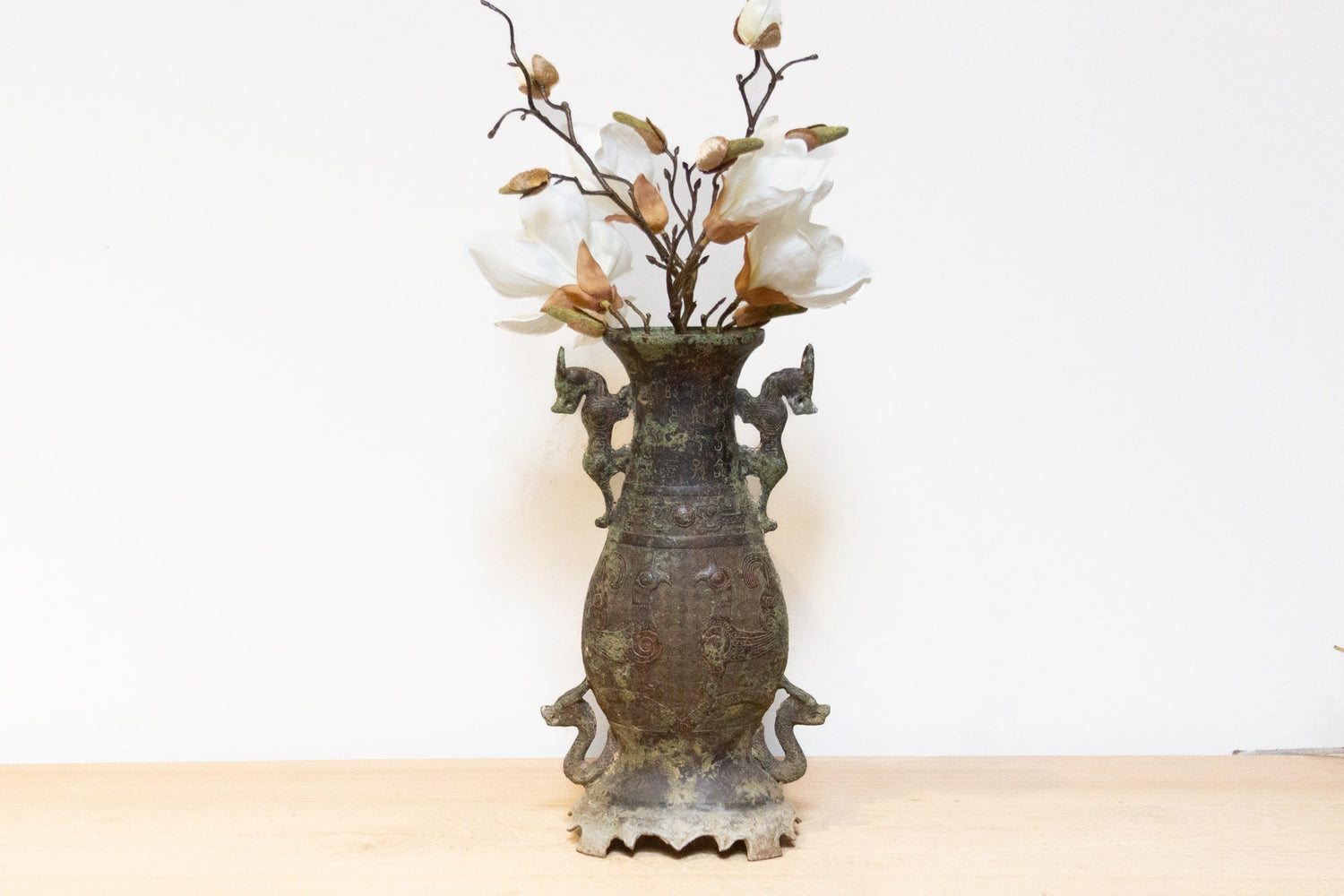 Antique Verdigris Chinese Bronze Vase